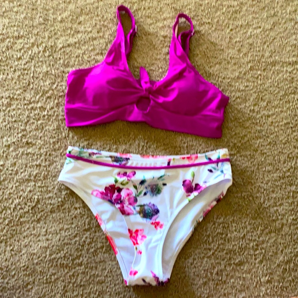 New 2 piece swimsuit. High waisted bright colors